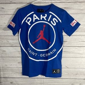 Nike Jordan PSG Paris St. Germain Blue Tee Shirt youth medium